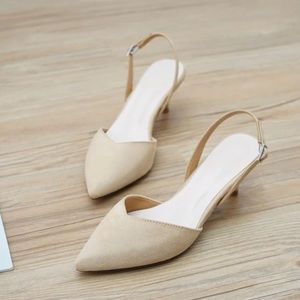 Nude sling backs small heel